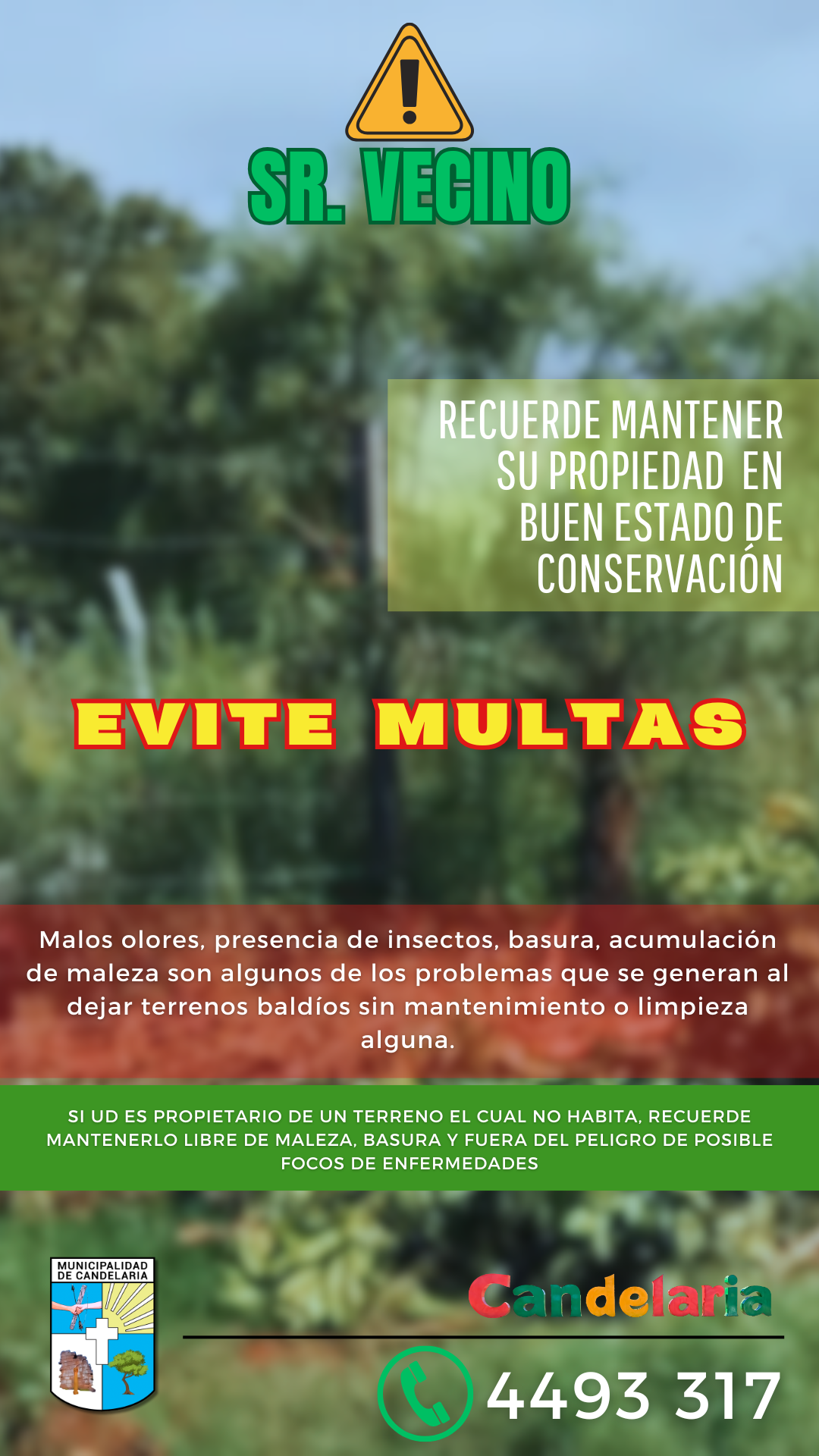 Aviso para mantenimiento de terrenos baldíos